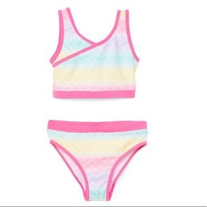 Surf Zone Pink & Yellow Fish Scale Bikini Girl's Size 4-5